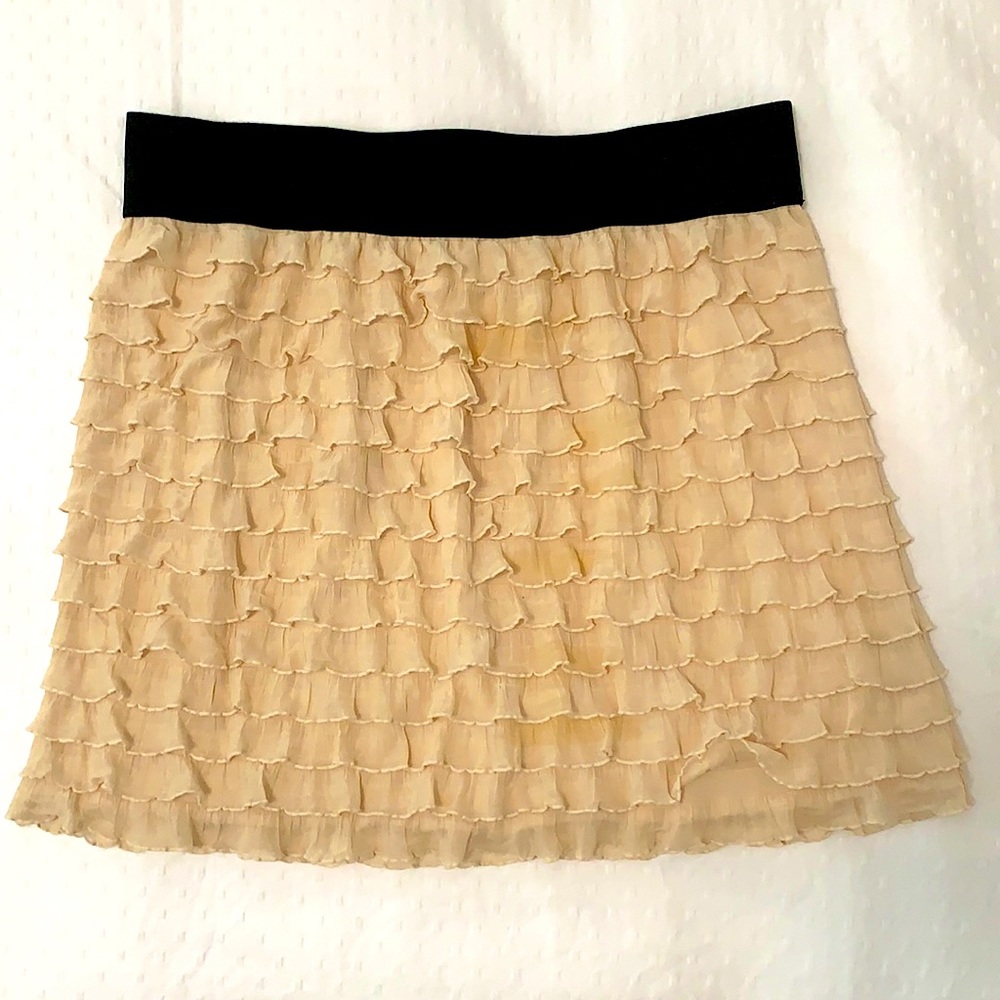 Free People Beige Ruffle Mini Skirt